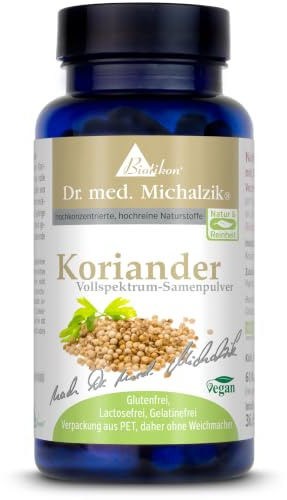 Coriandolo secondo il dottor Michalzik, 500-1000 mg, coriandolo, 60 capsule | 500 - 1.000 mg di coriandolo, produzione propria in Germania, senza additivi