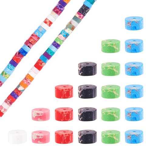 PandaHall 2 fili di perle di diaspro imperiale da 6 mm a disco Heishi, perline in pietra sfusa, per la creazione di gioielli fai da te, bracciali, collane, orecchini, artigianato