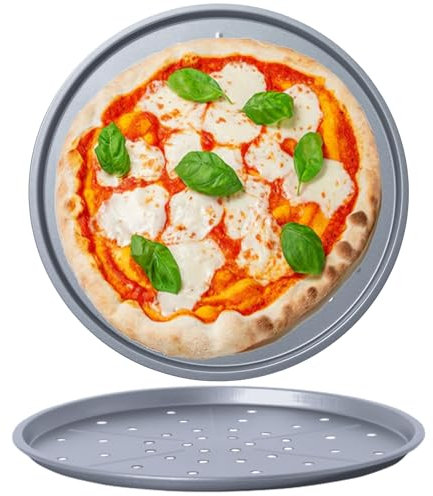 STORM TRADING GROUP Pizza Tray Large 30cm Non Stick Coating Oven Round Baking Tray for Oven Non Stick Stackable Trays (1)