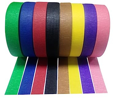 Homoyoyo 6pcs Masking Tape Textured Paper Tape Strong Adhesive for DIY Crafts Party Decorations Random Color