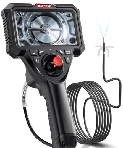 Ralcam 4-Way 360° Articulating Borescope,Joystick 5Industrial Endoscope Camera with Light, 6.2mm Slim Snake Inspection Camera with5.0ft Semi-Rigid Cable for Automotive&HVAC (6.2MM)