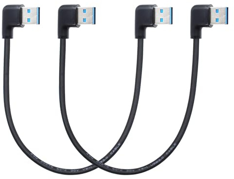 90 Degree Short USB 3.0 Extension Cable 30CM/1FT, Right Angle USB 3.0 Type A Male to Male Charging and Data Transfer Cable for Hard Drive, DVD Player, Laptop, Monitor and More,2Pack (Left-Left)