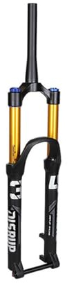 HZXQCVB 26/27,5/29Zoll Luftfedergabel Boost Steckachse 15 X 110mm Mountainbike-Federgabel Federweg 140mm Zugstufendämpfung Scheibenbremse Manuelle Sperre(Gold Tapered,26'')