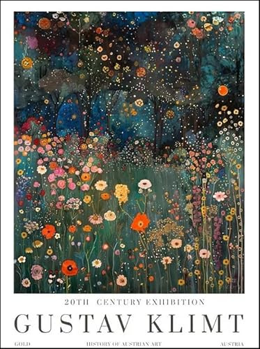 XZSFD NBGEA Gustav Klimt Poster Farbdrucke Abstrakte Wandkunst Bild《Wild Flower Garden》Gustav Klimt Landschaft Leinwand Gemälde Für Home Decor 40x50cm Ungerahmt