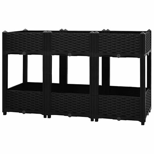 Bancal alto de 120 x 40 x 71 cm de polipropileno, ligero y resistente a la intemperie, ideal para jardín, terraza o balcón - Práctica ayuda para plantar verduras, hierbas y flores