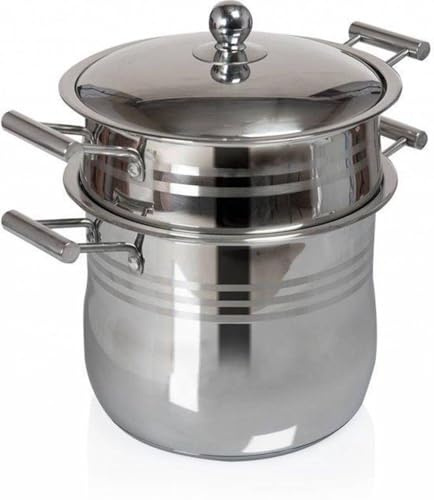 Olla Vaporera de Acero Inoxidable 8L - Olla para Cocinar al Vapor con Tapa de Cristal Templado - Ideal para Couscous, Verduras, Mariscos, Pescado y Comida Saludable - Cocina al Vapor Sana y Fácil.