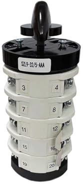 Interruptor de leva de conmutación eléctrica de transferencia de contacto plateado, cinco fases, 20 tornillos, SZL9-32/5-AAA, 32 A, CA 440 V