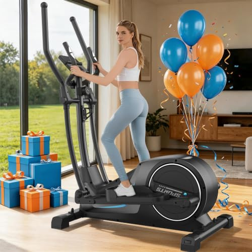 Cowmew Eliptica para Casa, Volante 8KG, Resistencia 16, Carga Máx 150kg | Elíptica 3 en 1 con Zancada 42cm, Doble Manillar, Pulsómetro, Pantalla LCD, Entrenamiento Silencioso en Casa