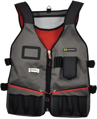 C.K Magma Gilet Porte Outils de Technicien avec 14 Poches, Bande Reflechissant, Porte Metre Ruban, Poche a Couteau, Gilet de Travail, Outil Electricien, Gilets de Sécurité, Veste Chantier MA2729
