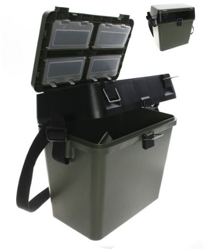 New Fishing Tackle Seat Box Green Storage Seatbox Compartments - Coarse Sea Beach from Teme Valley Tackle