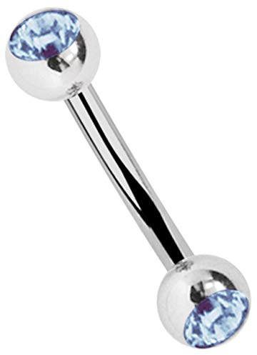Titan Piercing Schmuck Banane in 1,2 mm mit Zwei Steinkugeln