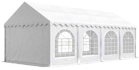 Tente Barnum de Réception 3x8 m Bâches PVC 750 N Blanc Cadre de Sol Jardin