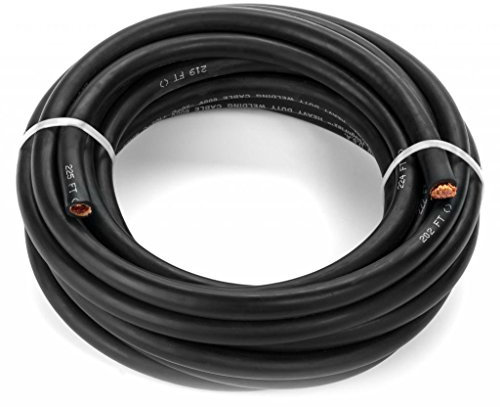 EWCS 1/0 Gauge Premium Extra Flexible Welding Cable 600 Volt - Black - 15 Feet - Made in The USA