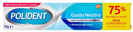 Polident Adesivo per Protesi Dentali, Gusto Neutro, 70g