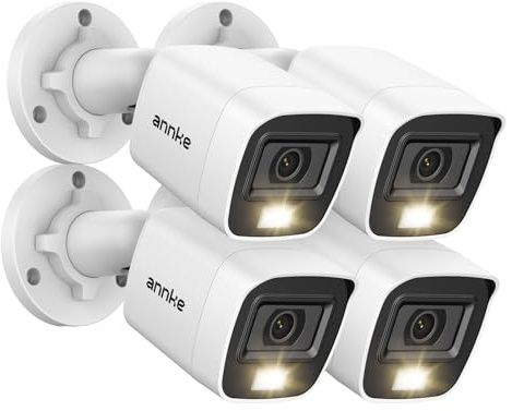 ANNKE 4 Packed 2.0MP 1080P 1920TVL Wired Security Camera Kits, HD TVI Add-on Outdoor CCTV Cameras, Smart Dual Light, IP66 Weatherproof Housing, Home Surveillance Bullet Cam