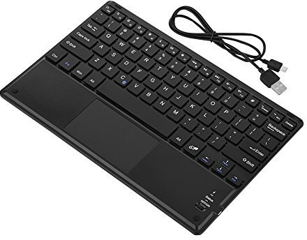 Richer-R Bluetooth Keyboard, Ultra-Slim and Portable Wireless Bluetooth Keyboard with Touchpad for Windows PC/Tablet and Android Phone/Tablet, Black