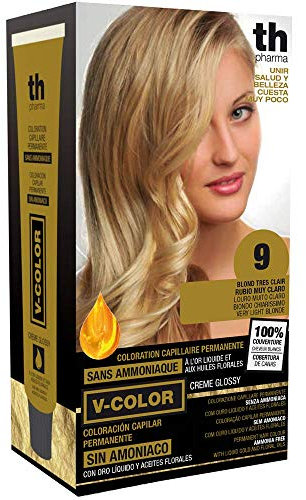 Thader TH Pharma Kit colorant sans ammoniaque pour une odeur agréable avec Liquid Gold, Couleur 9 Blond Très Clair