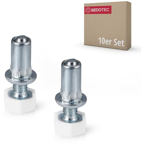 Gedotec verstellbare Möbelfüße M6 Verstellschraube höhenverstellbar Stahl verzinkt | 10 Stück Nivellierfüße - Möbelschrauben mit Einschlagmutter | M6 x 31 mm | Tragkraft: 200 kg | Maschinenfüße