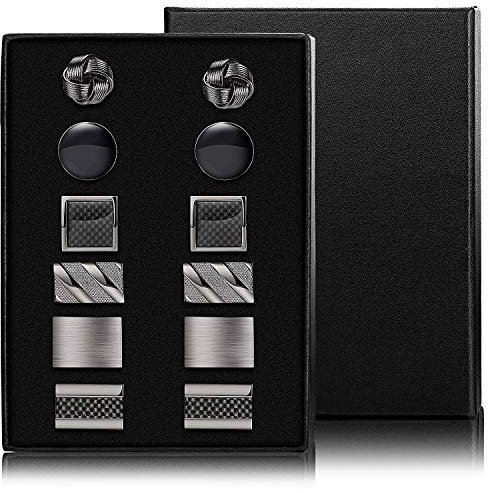 YADOCA 6 Paar Classic Manschettenknöpfe Herren Silber Hochzeit Festival Geburtstag Geschenk mit Box