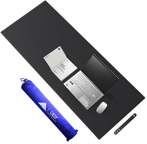 Cacoy 120x50 cm Leder Schreibtischunterlage, Groß Computer-Mauspad, Schwarz | Premium PU Leder Schreibtisch Unterlage Erweiterte Mausmatte XL Büro Schreibtischmatte Wasserdicht Rutschfeste Tischunterlage
