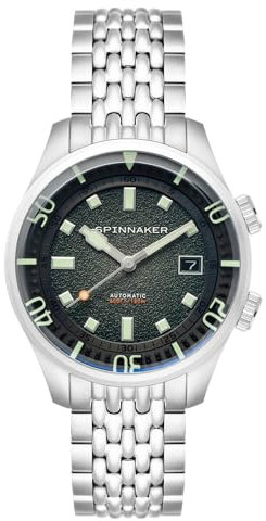 Spinnaker Herren 42mm Bradner Automatik Emerald Green 3-Zeiger-Uhr mit Edelstahlarmband SP-5062-33