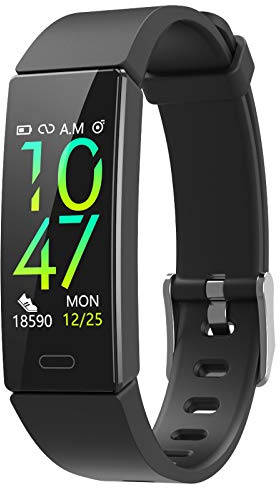 ZURURU Fitness Tracker with Blood Pressure Heart Rate Sleep Health Monitor for Men and Women, Upgraded Waterproof Activity Tracker Watch, Step Calorie Counter Pedometer Black