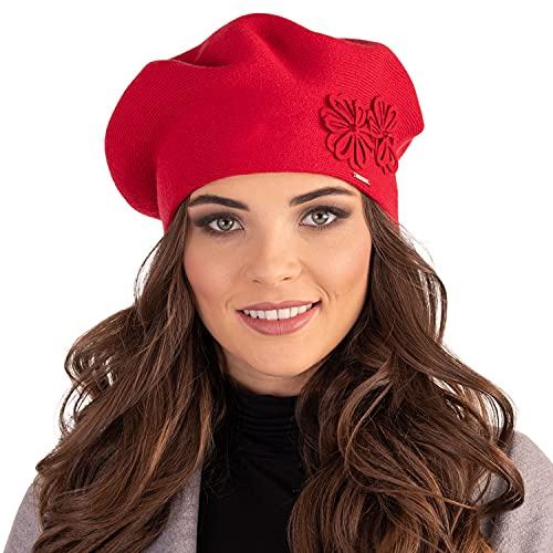 VIVISENCE Damen Baskenmütze Warm Und Gemütlich Wintermütze An Winter Und Herbst Warme Dick Strickmütze, Kopfbedeckung Eleganter Klassisch Mütze Für Frauen Modell 7007