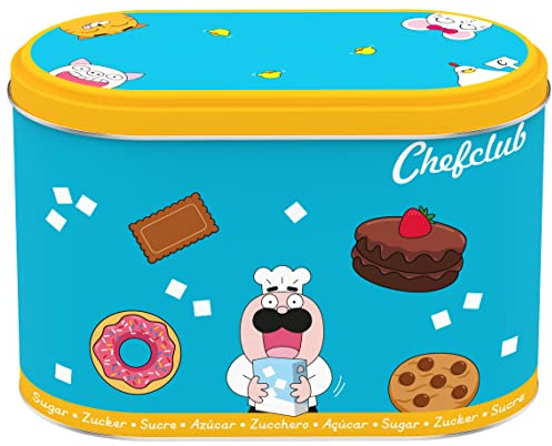 Chefclub Kids - Boîte à Sucre Métal 1,5 kg - Rangement Cuisine Enfant - Conservation Alimentaire avec Couvercle Hermétique - Compatible Tasses Doseuses Chefclub - Accessoire Ludique Dès 4 Ans