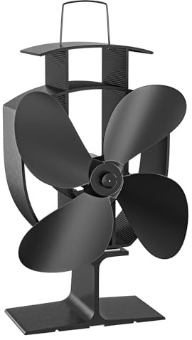 Wiltec Kaminofenventilator mit 4 Blätterm 50 bis 300°C, Ofenventilator ohne Strom, Kaminventilator für eine effiziente und umweltfreundliche Wärmeverteilung