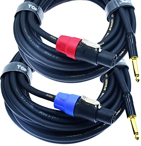 speak on 2Pcs Professional Speakon to 1/4 Inch ts Speaker Cable for pa jack Pair 18 awg Gauge Male Audio port plug Amplifier Connection dj amp Heavy Duty bocina Cord Wire ft with Twist Lock(6 feet)