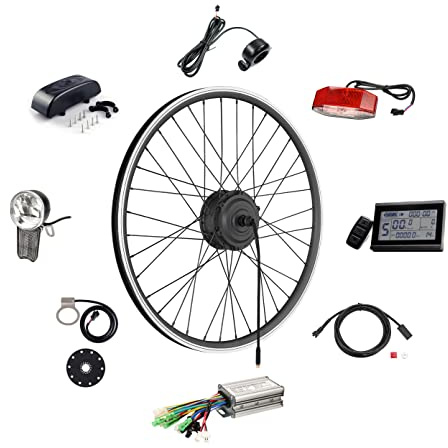 windmeile | E-Bike Umbausatz, Nabenmotor Vorderrad, Schwarz, Professional, 26', 36V/250W, Controller, Daumengas, Display, Lichter, Bremssensor, Pedalsensor, Controller-Box, E-Bike, Pedelec