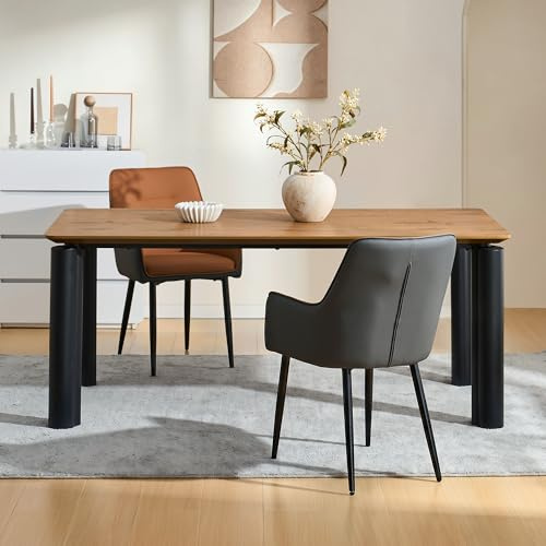 CLIPOP Lot de 2 Chaises de Salle à Manger avec accoudoirs Chaise de Cuisine rembourrée de Salon Fauteuil Lounge Set pour Bureau, Salon, Chambre à Coucher (1, Similicuir Brun-Gris)