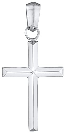 Kuzzoi Pendentif en forme de croix en argent pour chaînes, pendentif croix (30 mm) en argent sterling 925 pour colliers, bijoux religieux, accessoire pour homme, garçon et enfant 0508560522, Argent