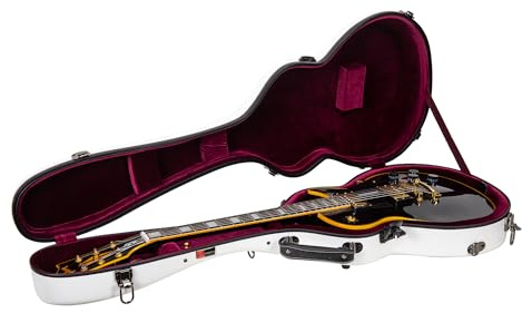 Crossrock Deluxe-Gitarrenkoffer aus Fiberglas für Les Paul E-Gitarren mit TSA-Schloss, Weiß (CRF2020LWT)