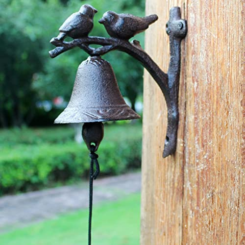 Türglocke Gusseisen Glocke Mittelgroße Türklingel Aus Gusseisen, Schild mit 2 Vögeln, Strapazierfähige, Schüttelnde Dinner Bells für Restaurant/Café/Familie, Landhausstil