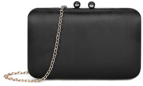 BAIGIO Elegante Damen Clutch Satin Abendtasche Vintage Handtasche Retro Brautasche Silk Smooth Umhängetasche Schwarz