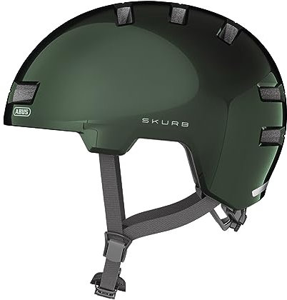 ABUS Stadthelm Skurb - Robuster Fahrradhelm für den Alltag, beim Skaten, BMX-Fahren oder Longboarden - Grün, Größe S