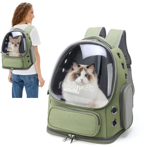 PETCUTE Haustier Rucksack,Tragbar Raumkapsel Hunde Katzen Rucksack mit Herausnehmbarer Matte,Atmungsaktive Transportrucksack Transporttasche für Haustiere mit Sicherheitsleine,für Reisen