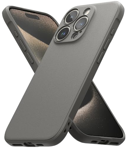 Ringke Onyx for iPhone 15 Pro Max Case [Anti-Fingerprint Texture] Slim Lightweight Protective Cover with Full Coverage Camera Protection & Non-Slip Side Grip - Gray