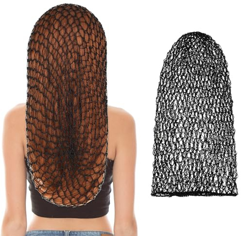 YUXIANLB 2 Stück Netz Haarnetz Viskose Strickschals Für Schlafende Frauen Gehäkelte Schlafmütze Weiches Netz Haarnetz Hutüberzug Zubehör Für Frauen Langes Haar Lockiges Haar (Schwarz)