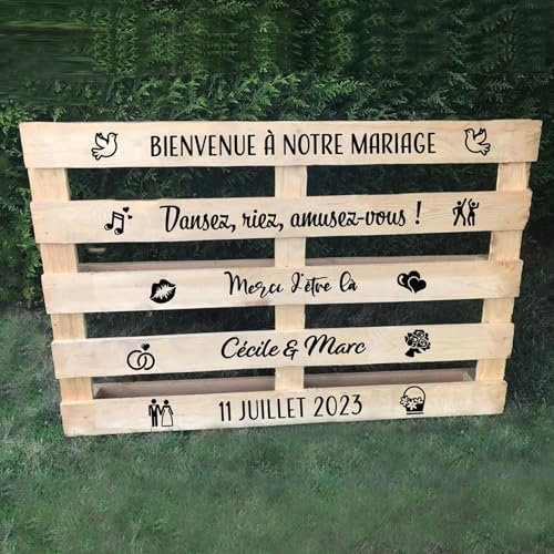 Panneau Mariage Bienvenue, Stickers Autocollants Personnalisés For Palette - Décorez Avec Style For Toutes Les Occasions，personnaliser For Mariages Et Fêtes，Stickers Décoration Artisanale， Décalcomani