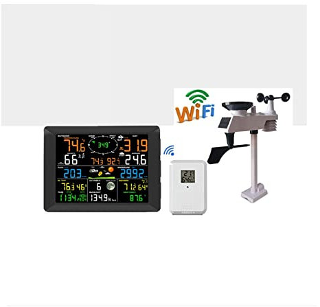 Station météo, Station météo WIFI sans fil intérieur et extérieur Internet multifonction Humidité Pression anémomètre avec la vitesse du vent, la température et l'humid
