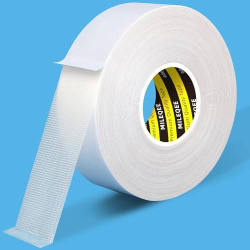 MILEQEE 1 Roll Double Sided Tape Heavy Duty 30mm × 20m Mounting Tape White | Universal High Strength Fabric Tape for Carpet Fix, Home Office Wall Decor, DIY Crafts
