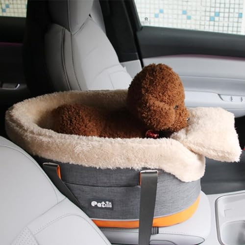 Autositz Für Kleine Hunde und Katzen Konsolen Autositz Für Hunde Rutschfester Sitz Für Hunde Und Katzen Tasche Für Haustiere Mit Griff, 42 x 23 x 23 cm