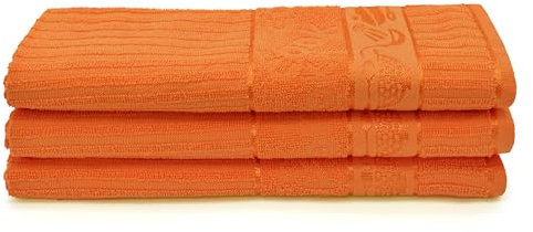 Velosso 3 Pack Cooks Large Everyday Kitchen Tea Towel Set 100% Supreme Ring Spun Cotton Soft and Absorbent Dish Towels, Tea Towels, Dish Cloth, Wipe Cloths (Orange)