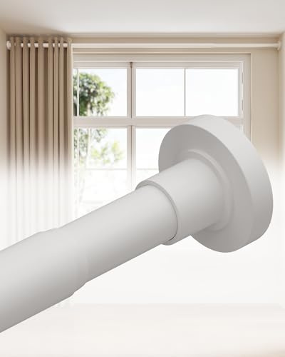 ALLZONE Tension Curtain Rods for Windows 66 to 120 Inches, White Curtain Rods No Drilling, Heavy Duty Extra Long Tension Rod for Curtains, Outdoor Curtains Rod for Patio, Bedroom