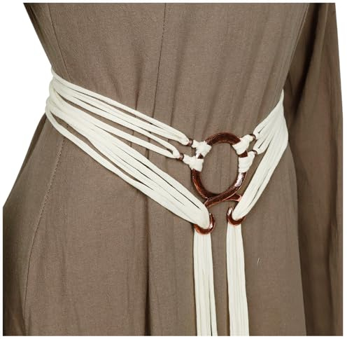 keland Mittelalter Accessoire Seil Gürtel Wikinger Gürtel Bindegürtel für Damen Herren (Weiß)