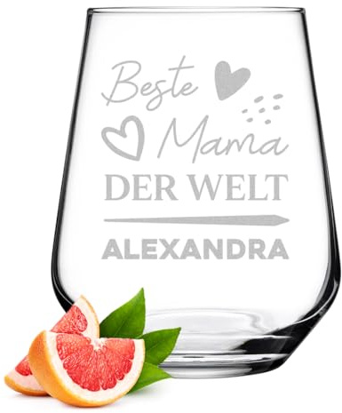 polar-effekt Trinkglas 425 ml mit personalisierter Gravur für Mama - Glas für Saft, Drinks und Kaffee - Geschenk für Frauen zum Muttertag - hohe Stoßfestigkeit