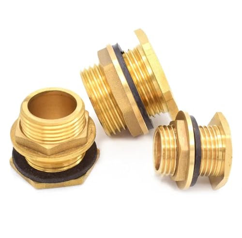 1PCSBrassBrass Water Tank Connector 1/2 3/4 1 BSP Threaded Male Pipe Plumbing Fittings Bulkhead Nut Jointer(1/2)