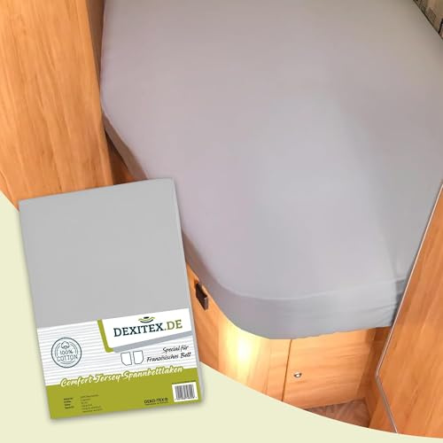 Dexitex - Sabana Bajera Caravana - Autocaravana - Ropa Cama Autocaravana - para Colchon Camper - Sasbana Ajustable - Accesorios Autocaravana -Oeko-Tex - 100% algodón - Esquina Izquierda - Gris